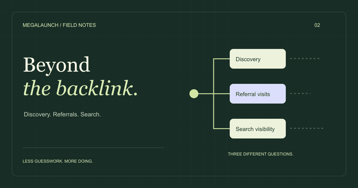 Three separate paths for discovery, referral visits and search visibility